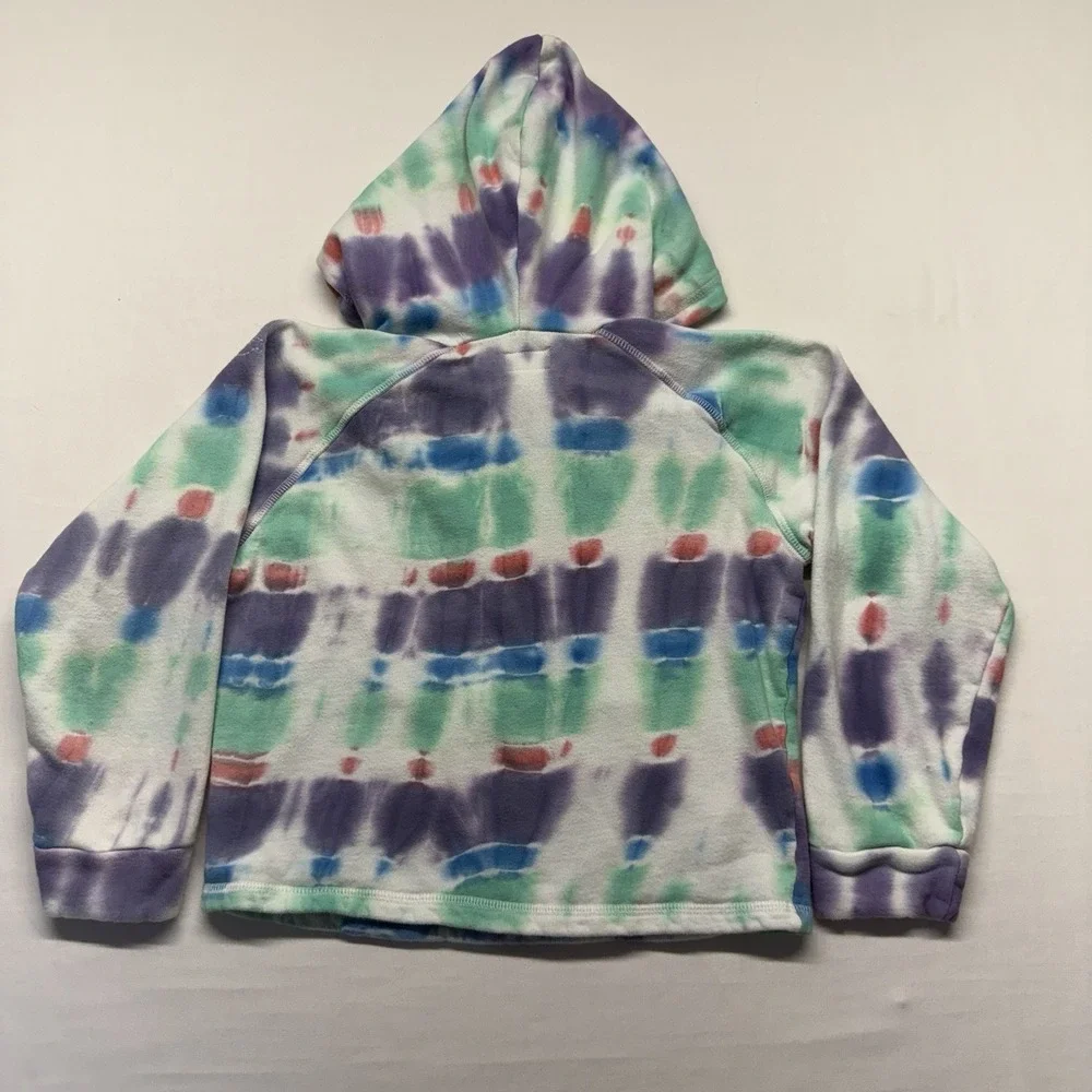 Hatley Girls Seaside Tie‎ Dye Hoodie Size 10 Heart Patch Fleece Pullover
